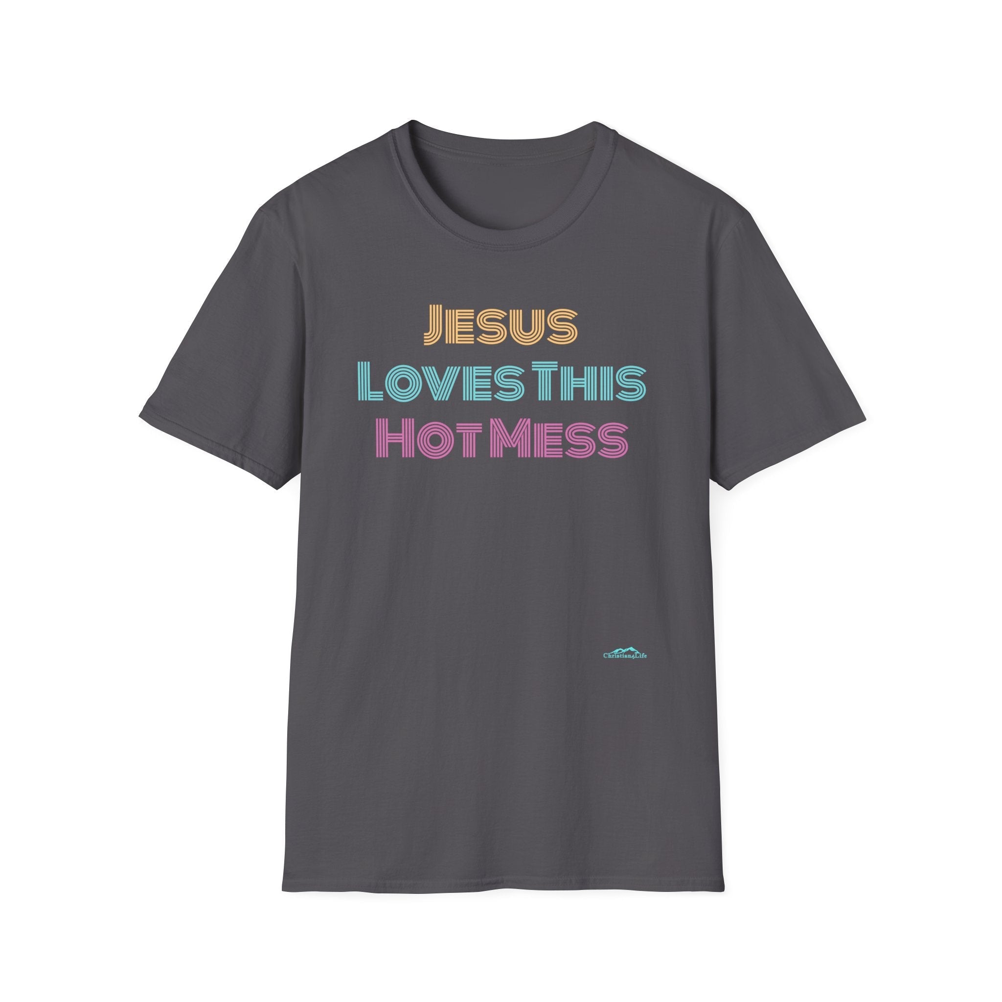Unisex "Jesus Loves this Hot Mess" Christian Cotton Softstyle T-Shirt