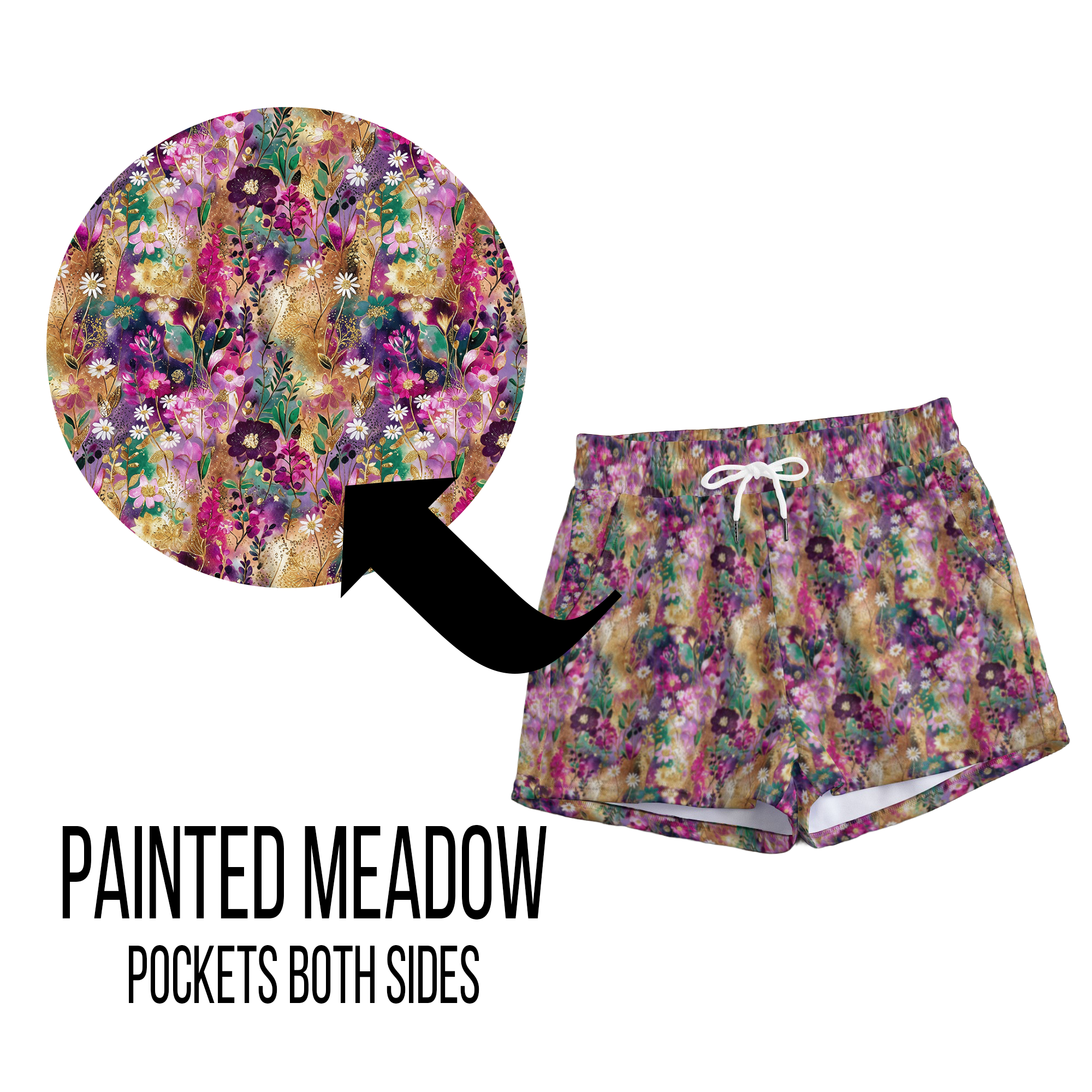 Painted Meadow Leggings Full Length, Capri , Jogger Shorts,  or Skort Pockets - Pre Order