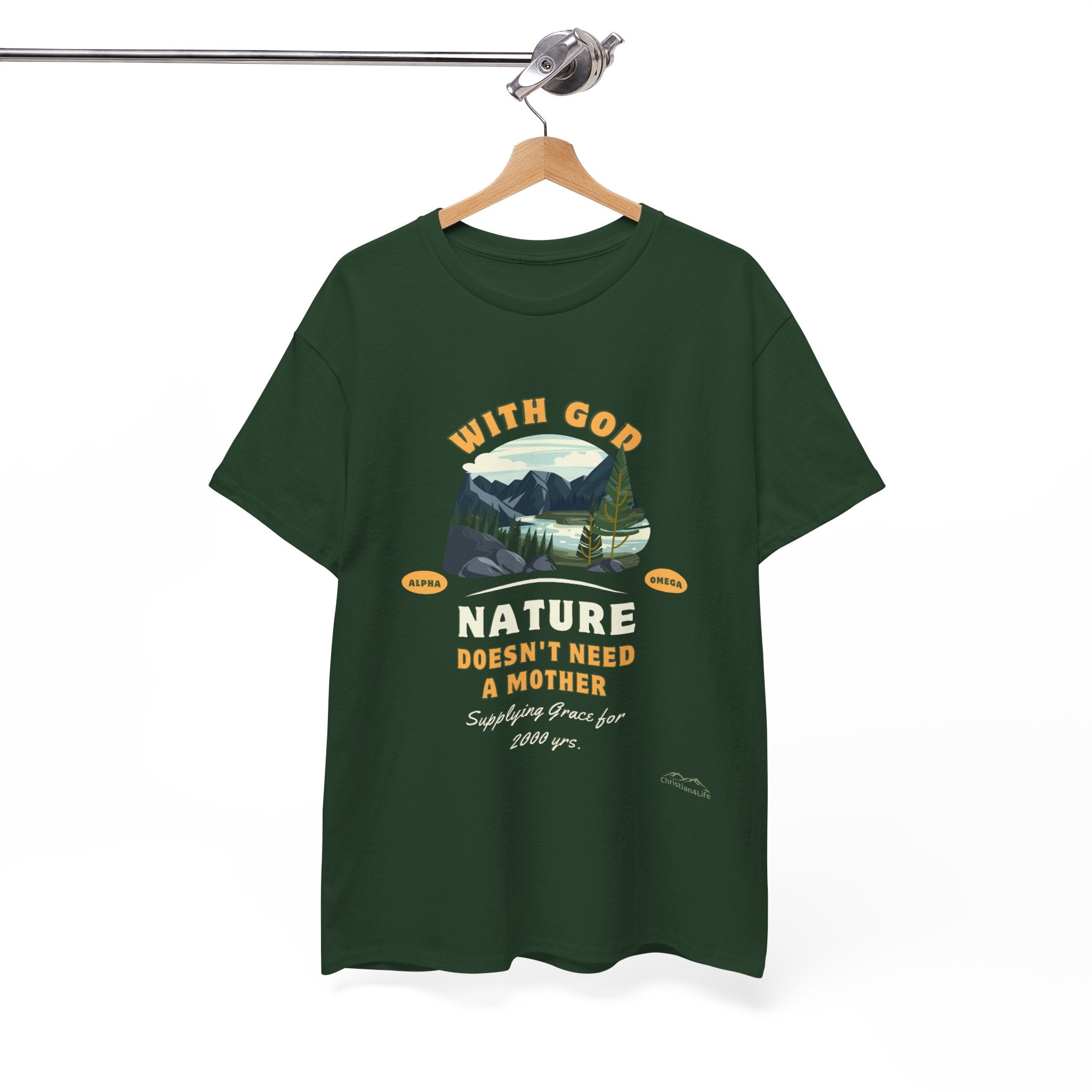 Unisex "With God Nature doesn't need a mother" Heavy Cotton Christian Tee