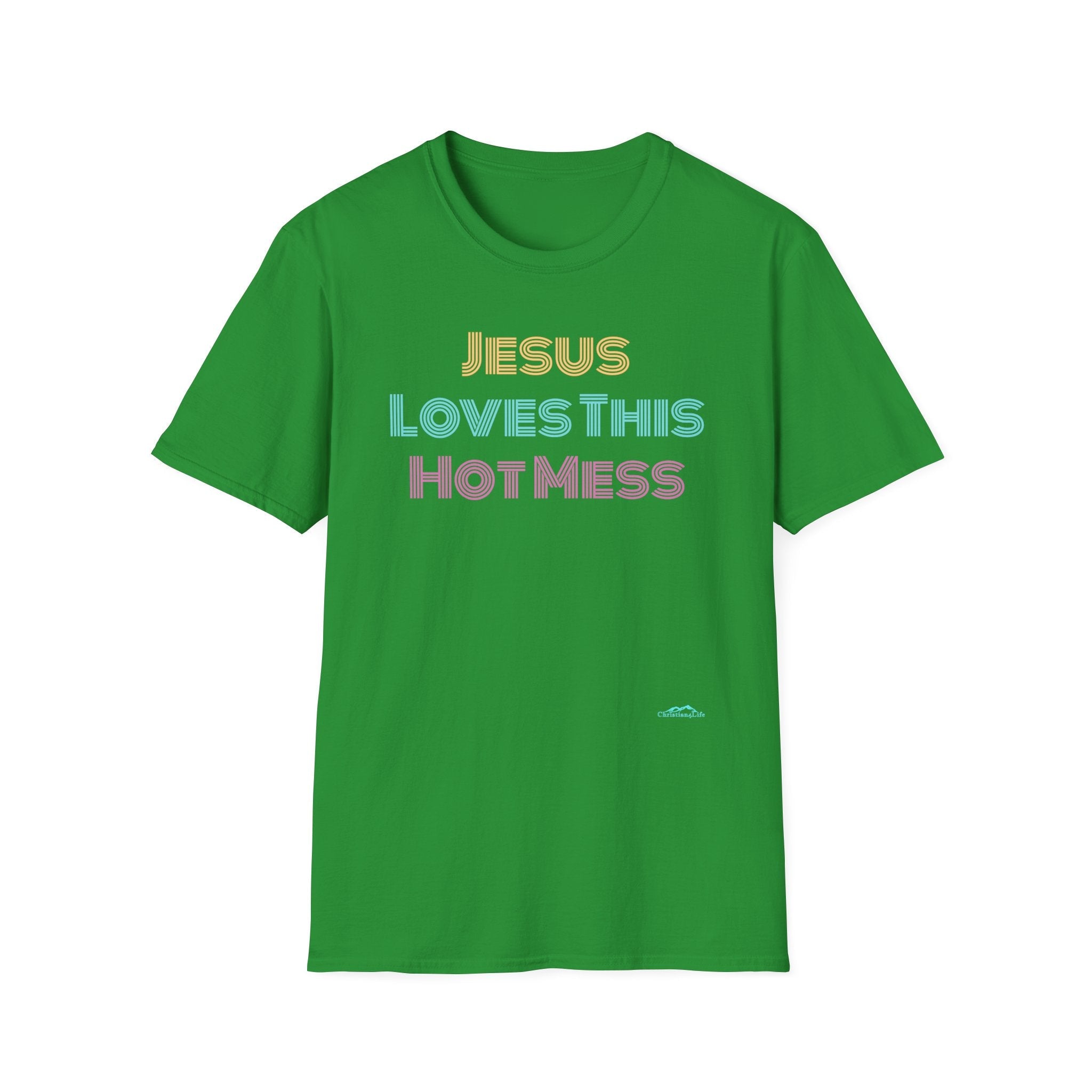 Unisex "Jesus Loves this Hot Mess" Christian Cotton Softstyle T-Shirt