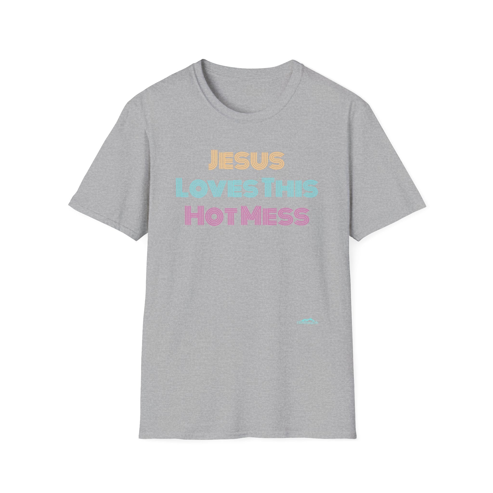 Unisex "Jesus Loves this Hot Mess" Christian Cotton Softstyle T-Shirt