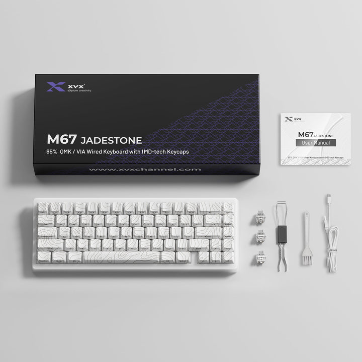 XVX M67 JadeStone Stellar White Tri-Mode RGB Mechanical Keyboard