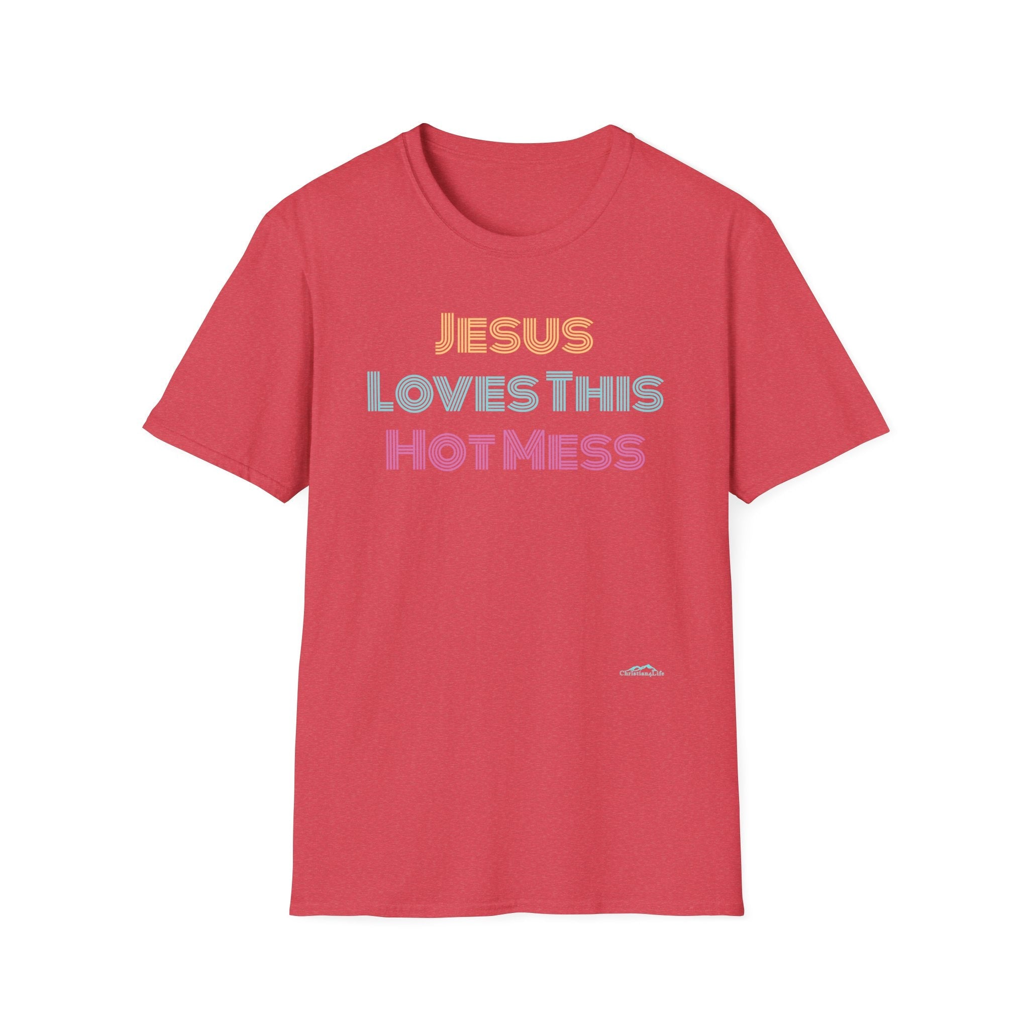 Unisex "Jesus Loves this Hot Mess" Christian Cotton Softstyle T-Shirt