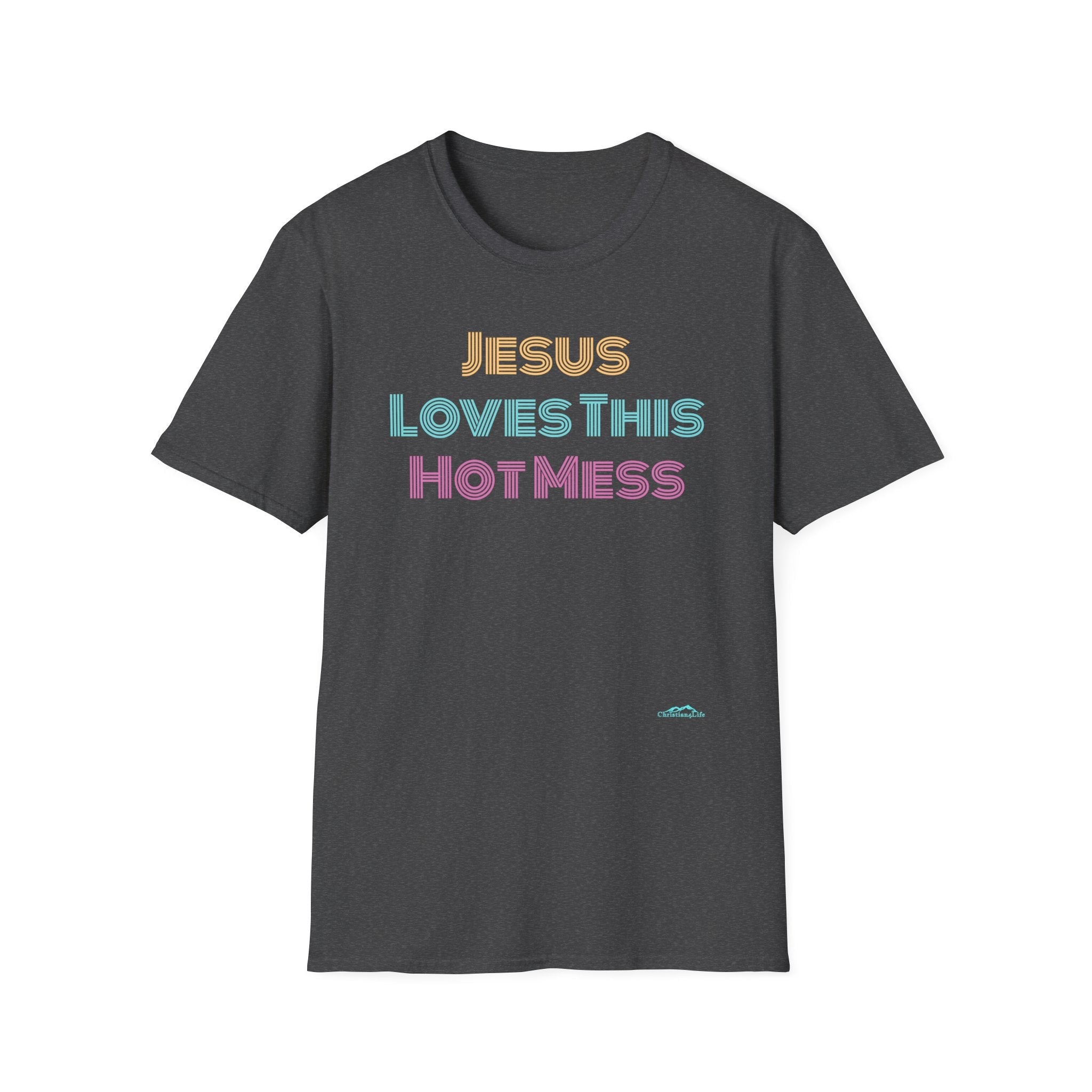 Unisex "Jesus Loves this Hot Mess" Christian Cotton Softstyle T-Shirt