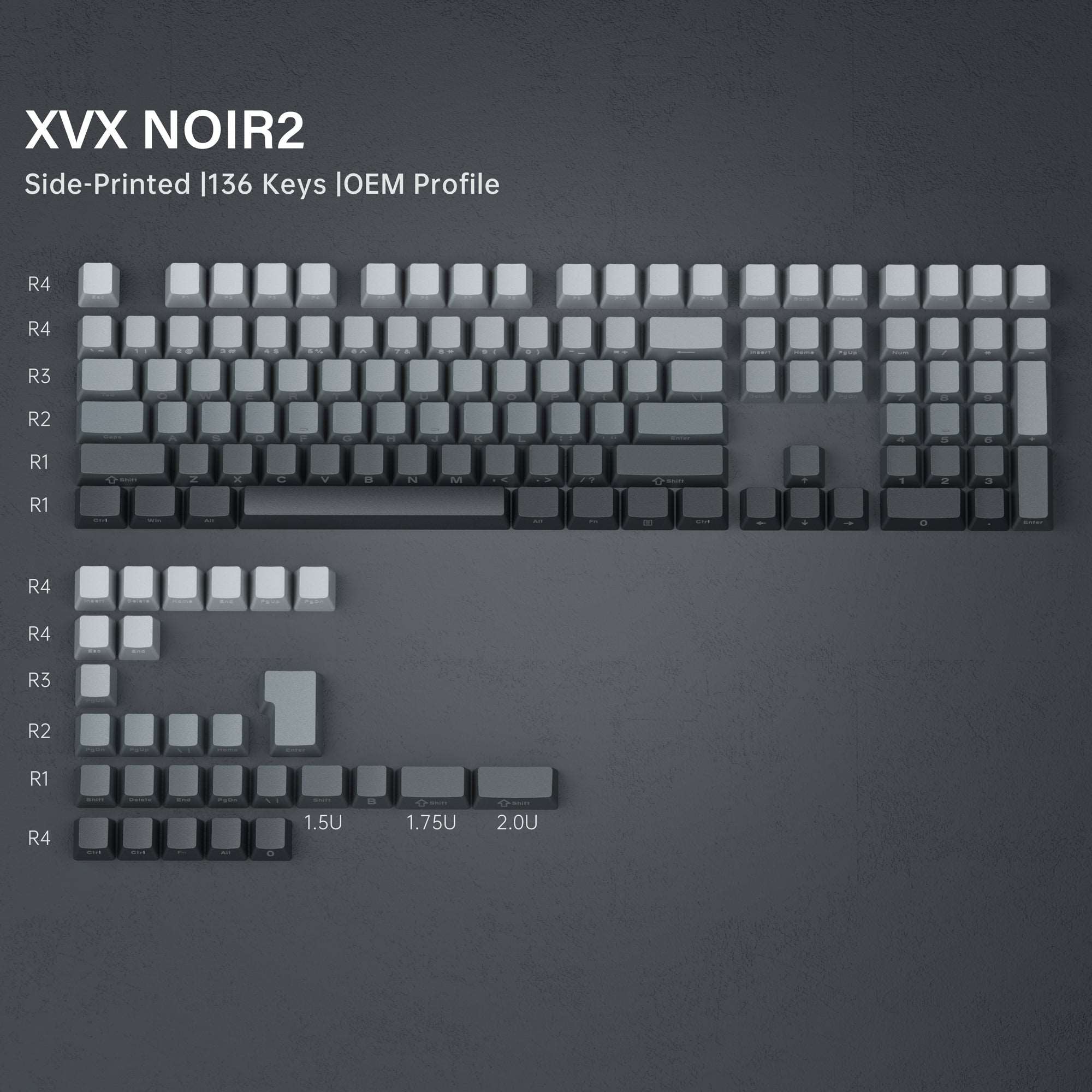 XVX Gradient Series 136-Key Side-Printed OEM Profile Keycap (7 Colors)