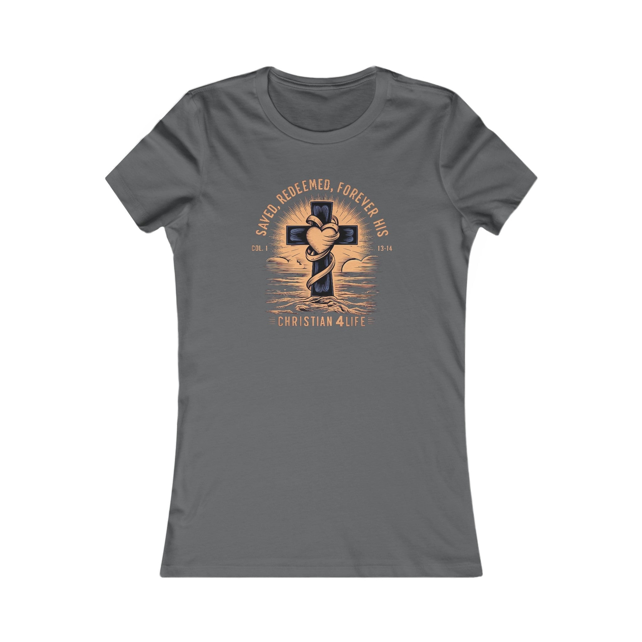 Women's "Saved, Redeemed, Forever His" inspirational Christian t-shirt