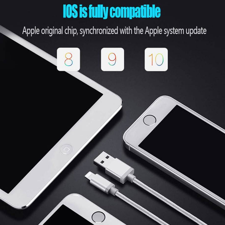 3-Pack: 10FT Heavy Duty Braided iPhone Lightning USB Cable