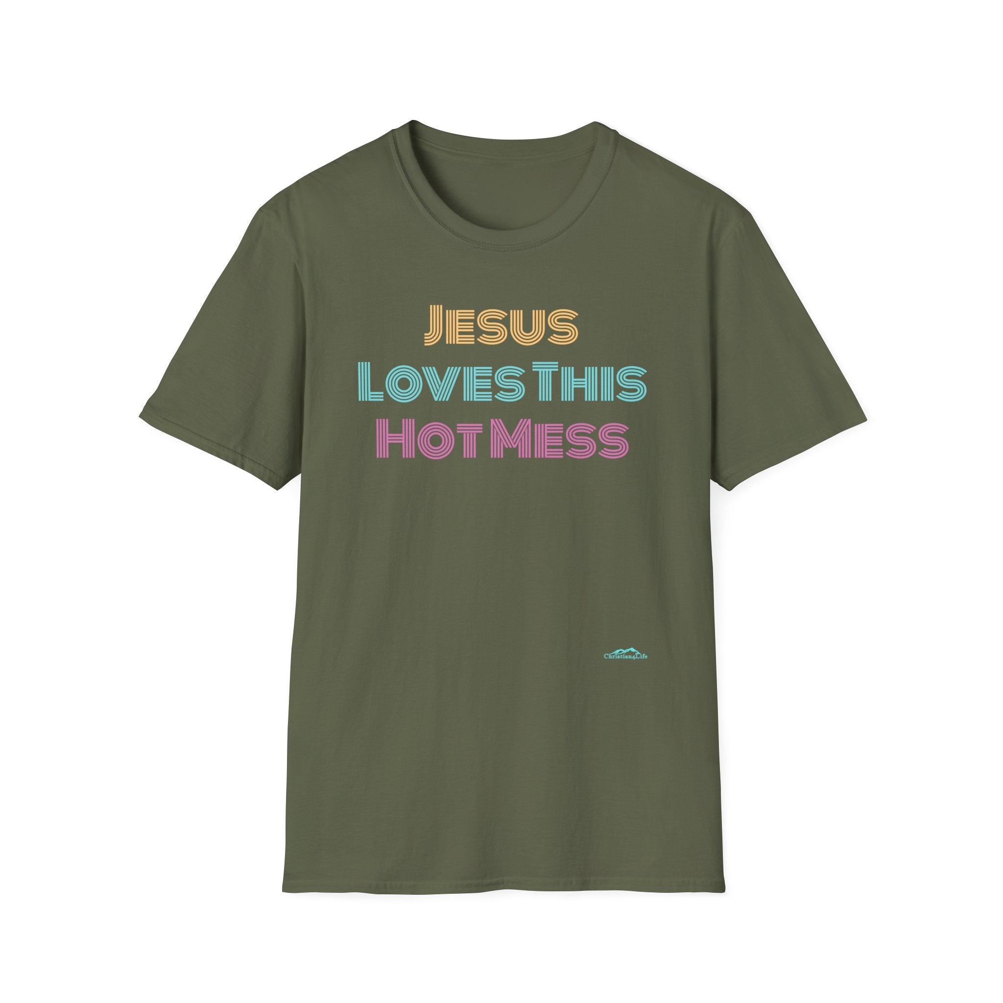 Unisex "Jesus Loves this Hot Mess" Christian Cotton Softstyle T-Shirt