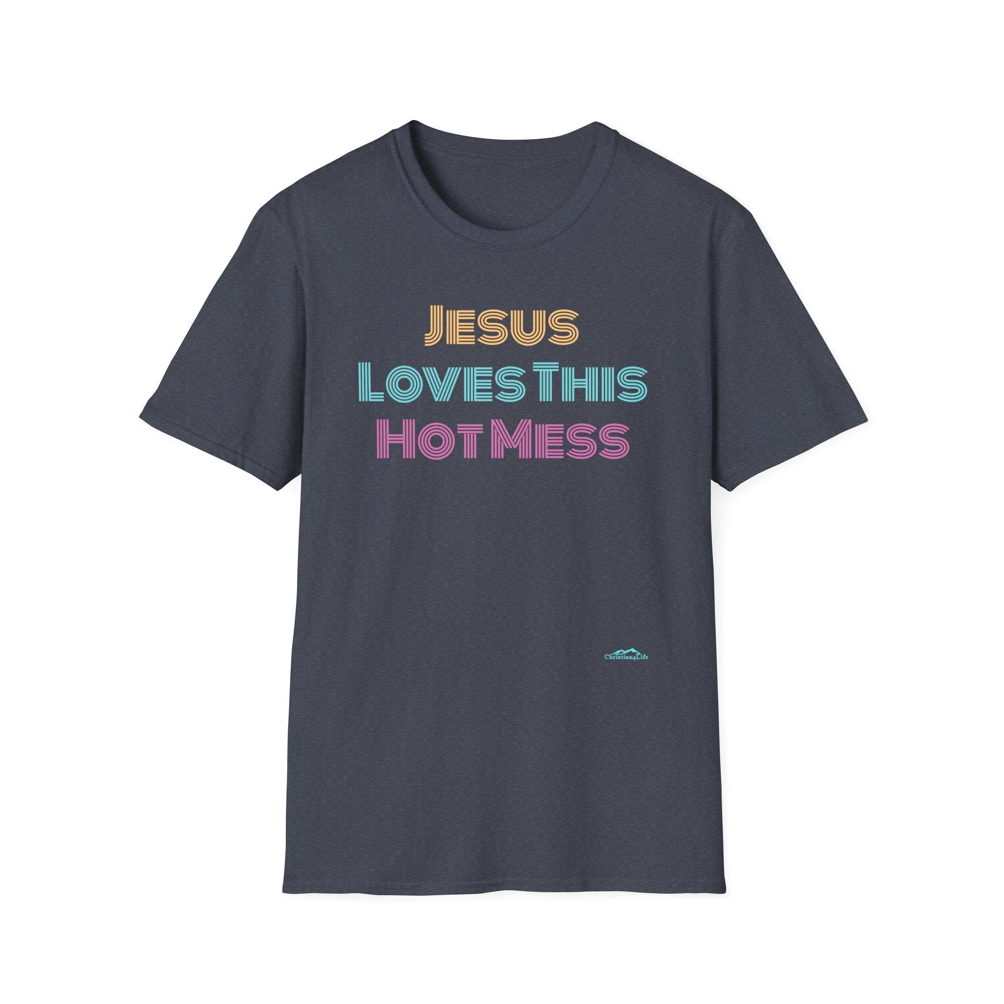 Unisex "Jesus Loves this Hot Mess" Christian Cotton Softstyle T-Shirt