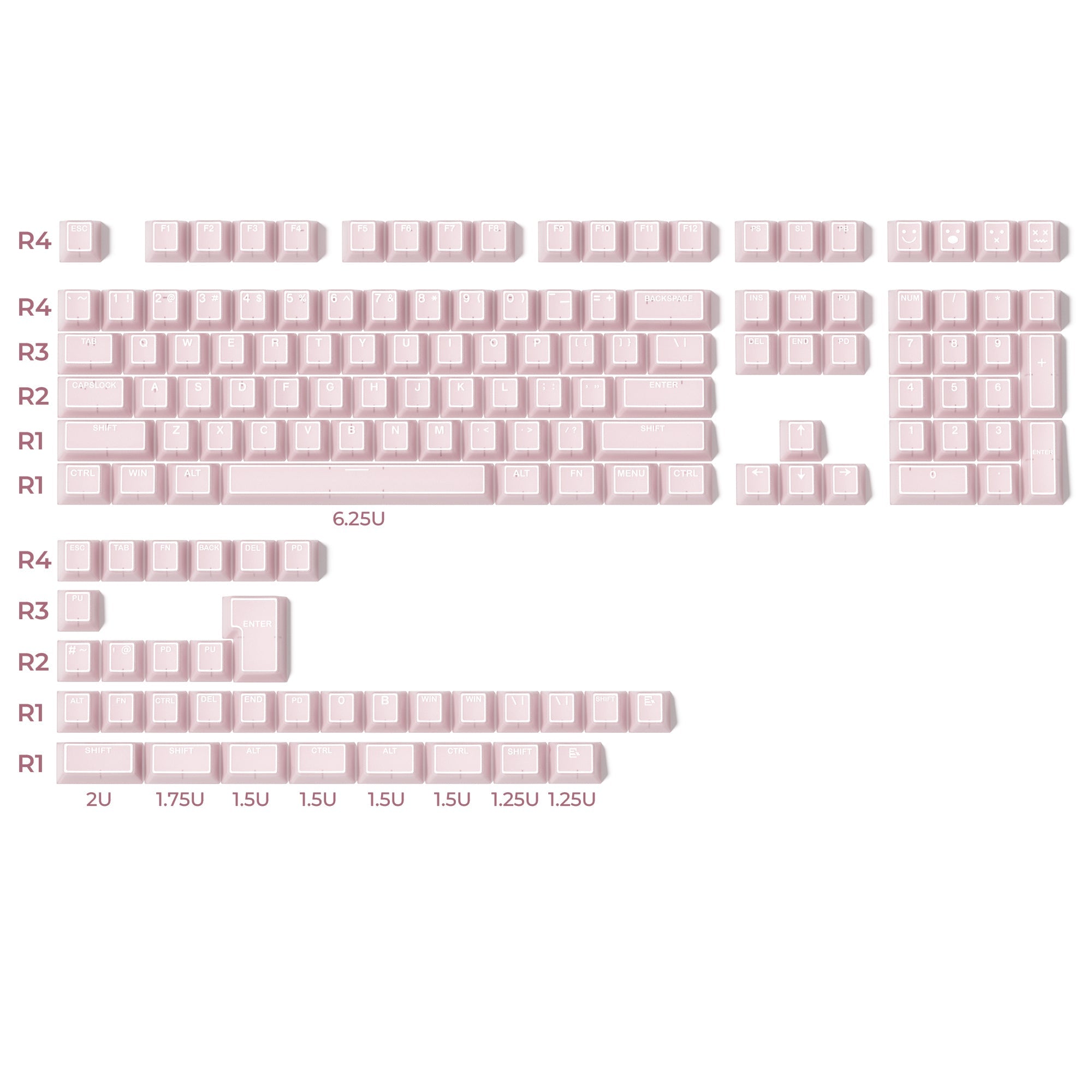 XVX PRISM Shine-Through Double-Shot Cherry Profile 142-Key PBT Keycap Set