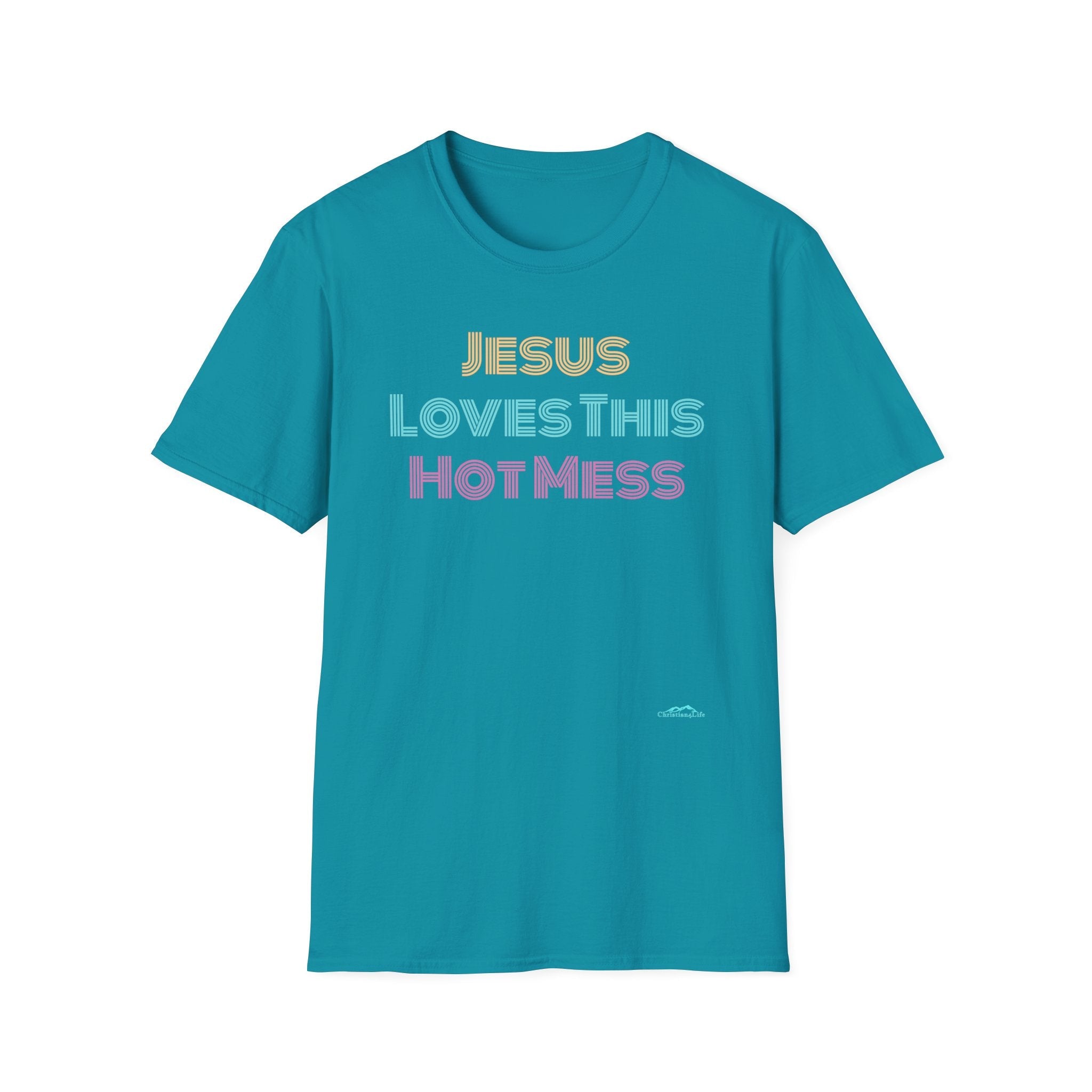 Unisex "Jesus Loves this Hot Mess" Christian Cotton Softstyle T-Shirt