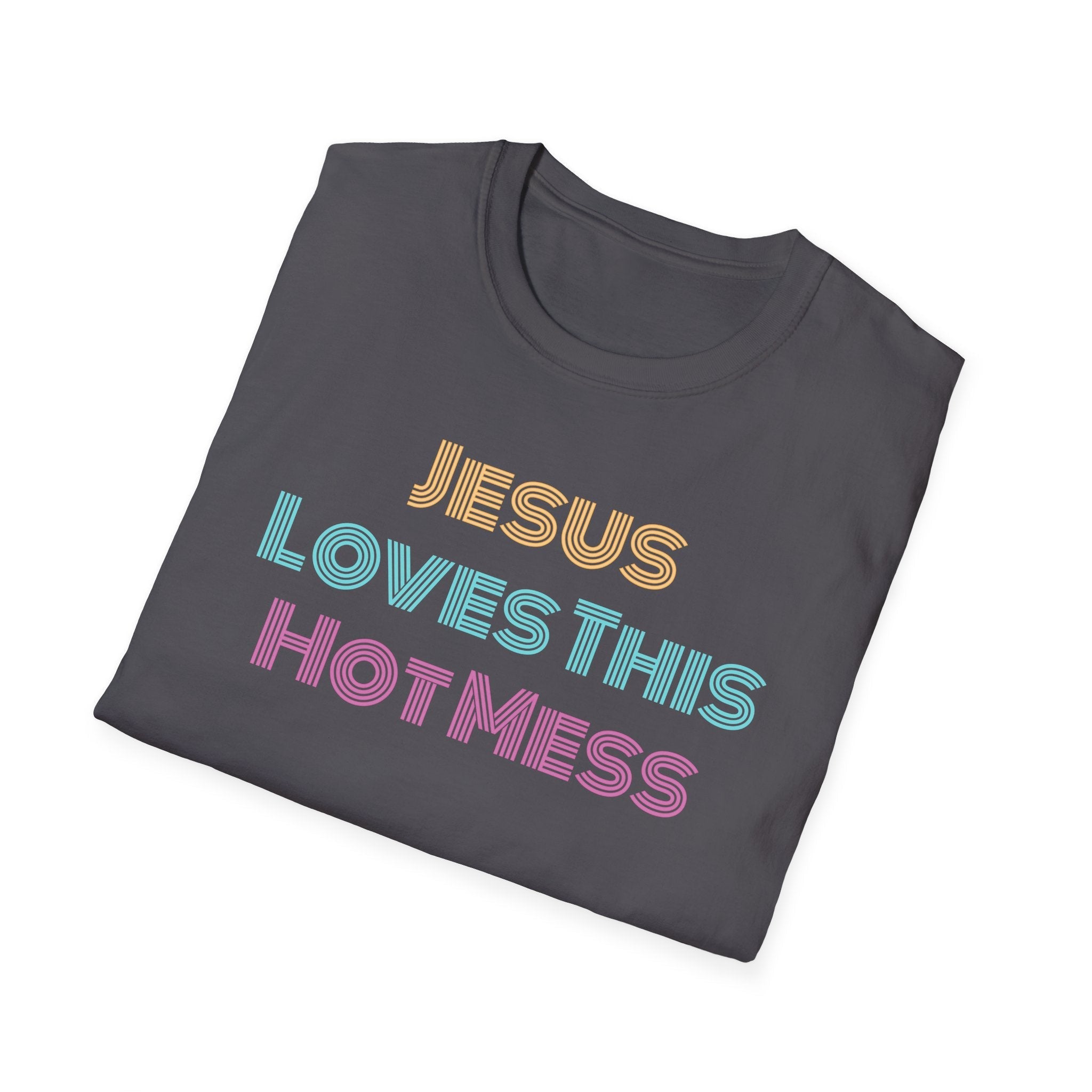 Unisex "Jesus Loves this Hot Mess" Christian Cotton Softstyle T-Shirt