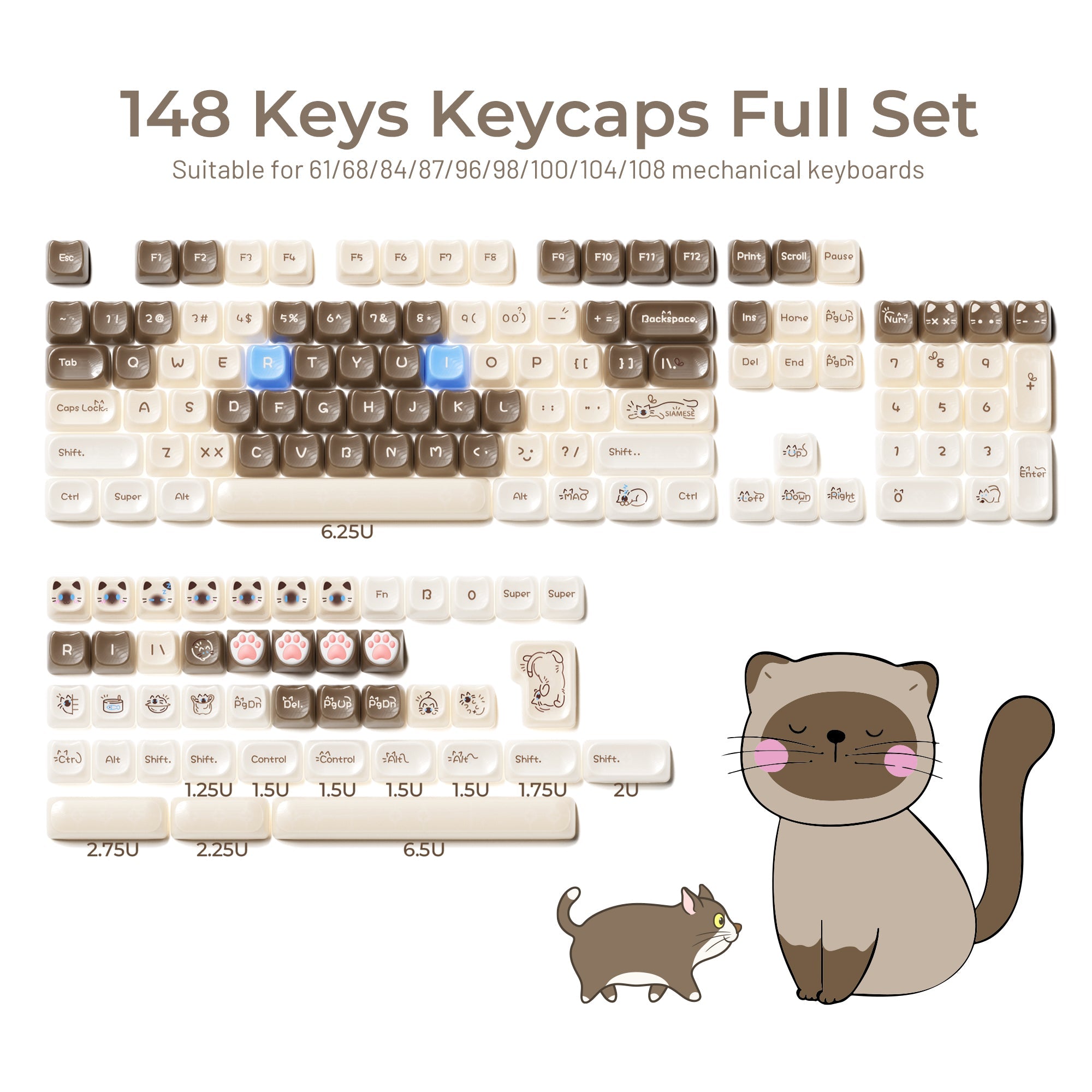 XVX House Cat Themed MAO Profile 149-Key Keycap Set