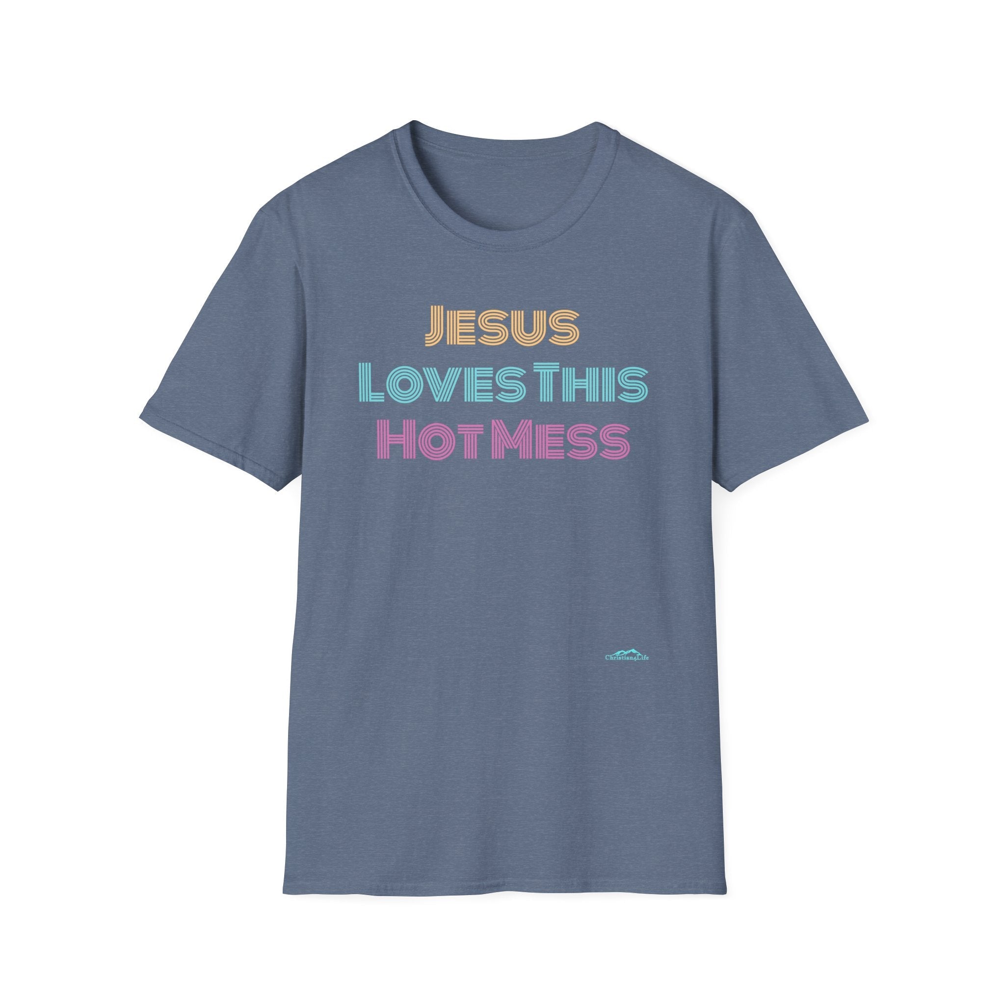Unisex "Jesus Loves this Hot Mess" Christian Cotton Softstyle T-Shirt