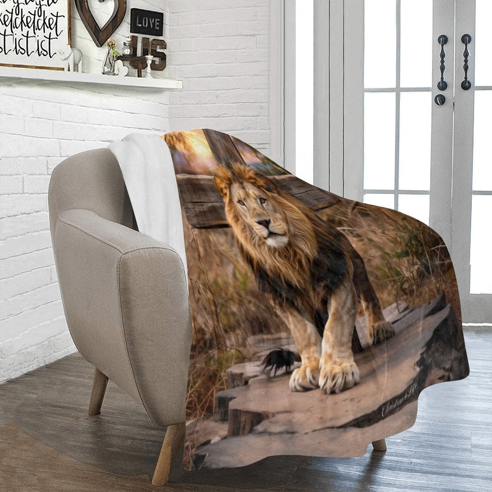Lion of Judah, Rock and Cross - Ultra-Soft Micro Fleece Blanket (multiple sizes)