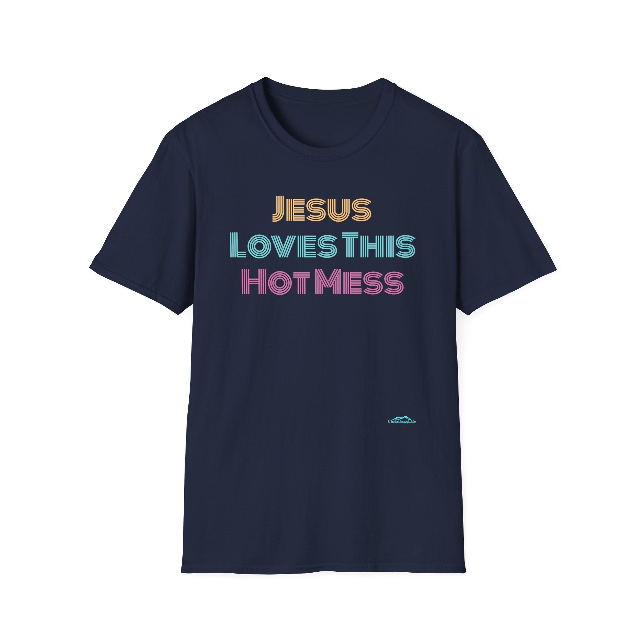 Unisex "Jesus Loves this Hot Mess" Christian Cotton Softstyle T-Shirt