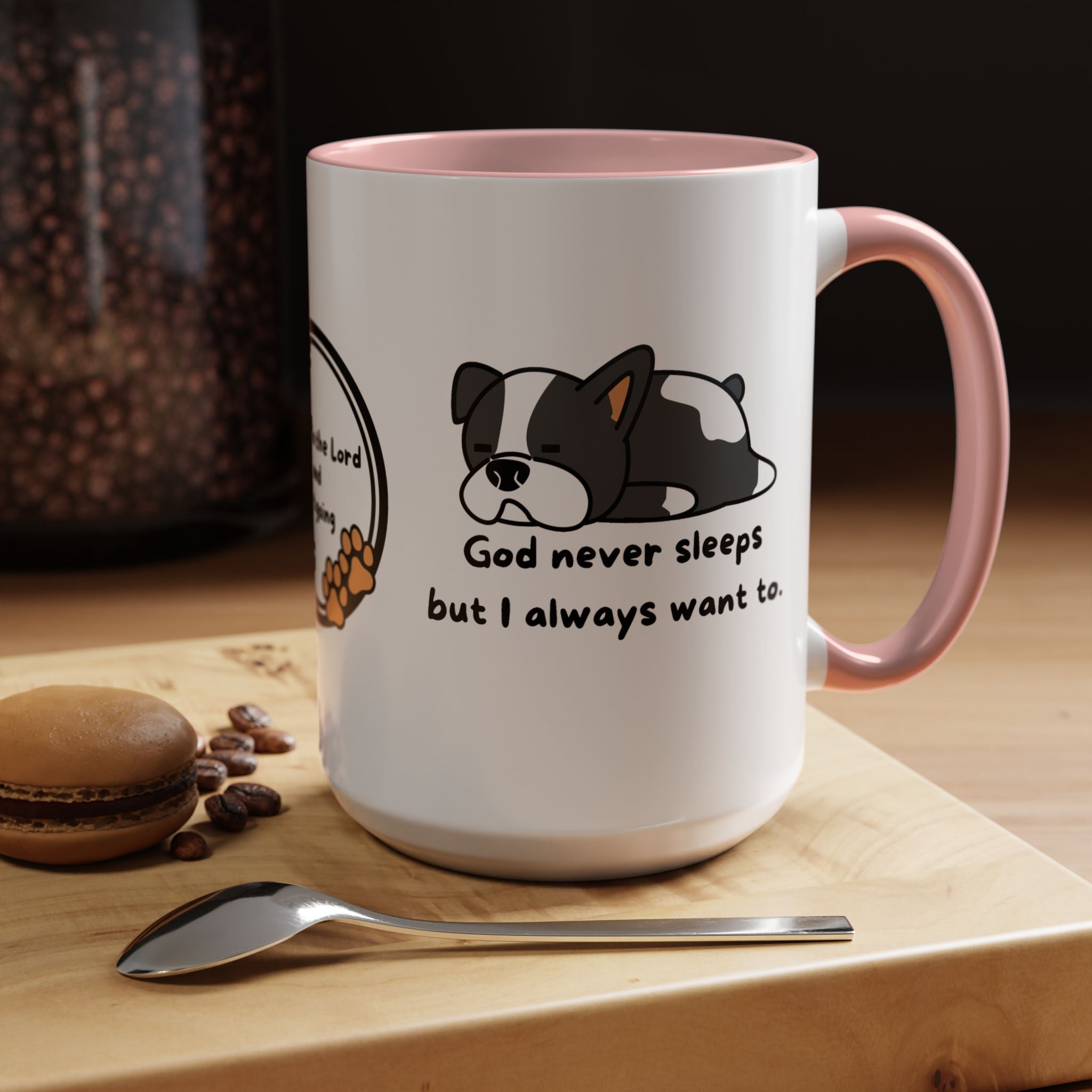 Christian "God never sleeps" 11 oz and 15oz Accent Mug, multiple colors, Christian Mug
