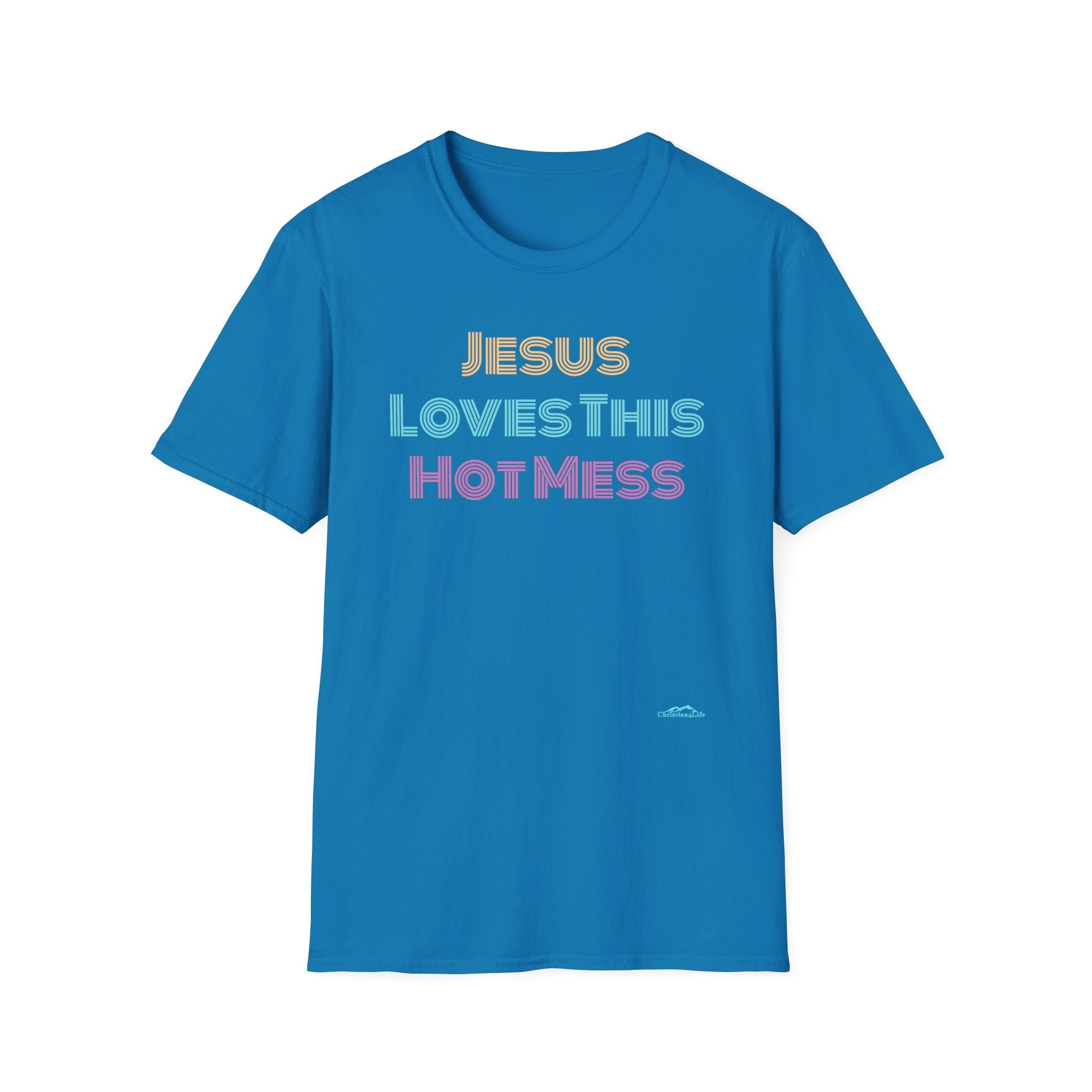 Unisex "Jesus Loves this Hot Mess" Christian Cotton Softstyle T-Shirt