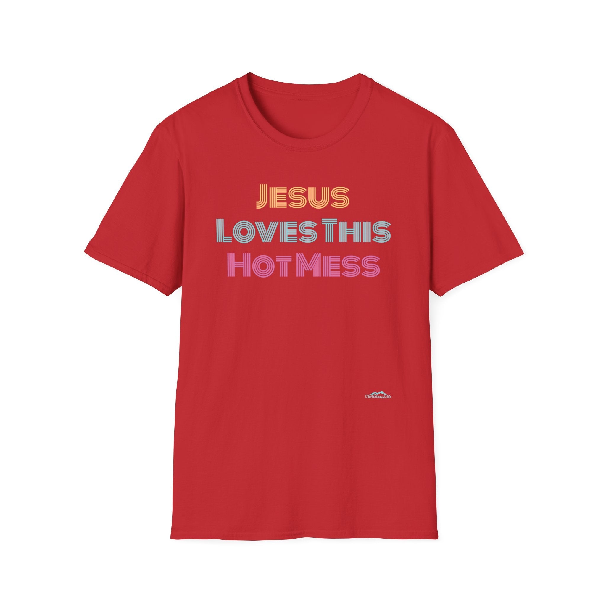 Unisex "Jesus Loves this Hot Mess" Christian Cotton Softstyle T-Shirt