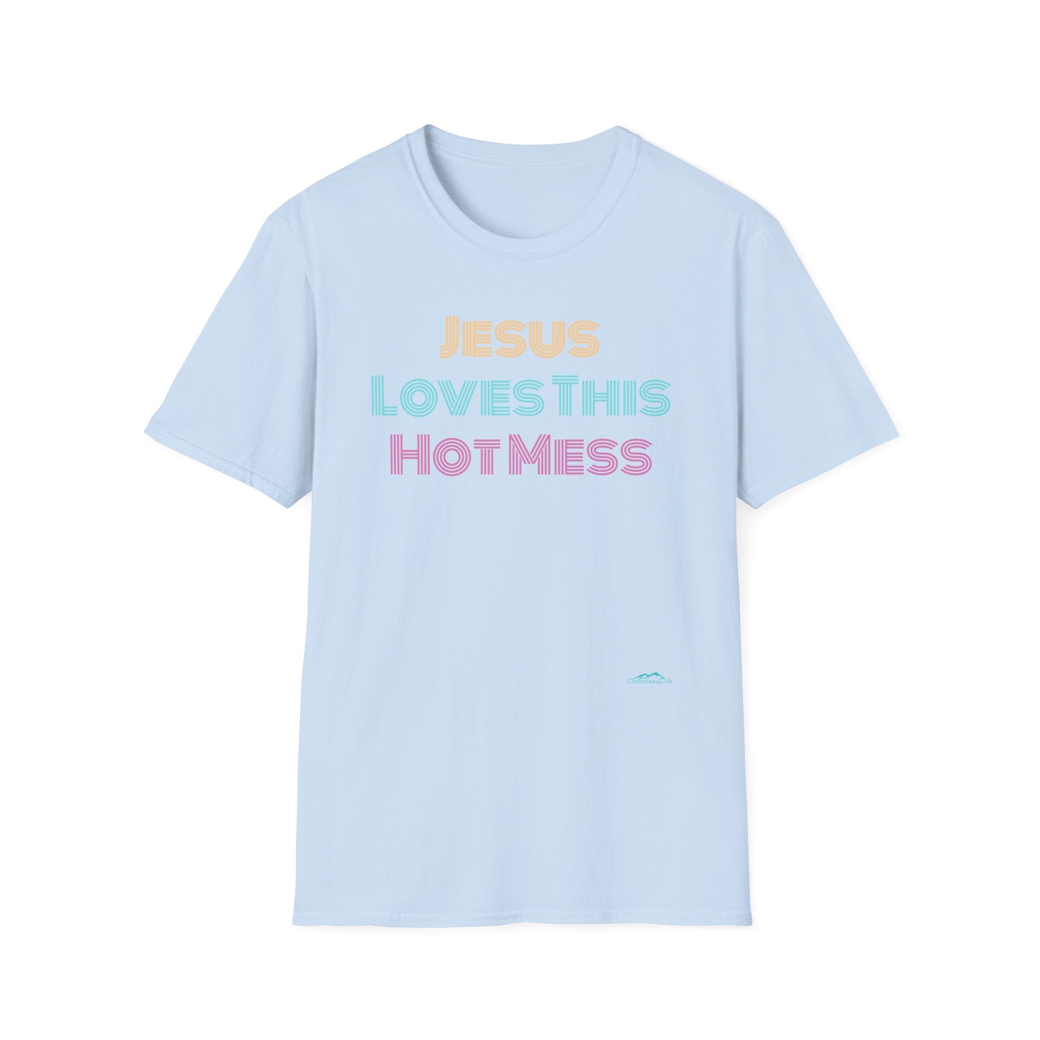 Unisex "Jesus Loves this Hot Mess" Christian Cotton Softstyle T-Shirt