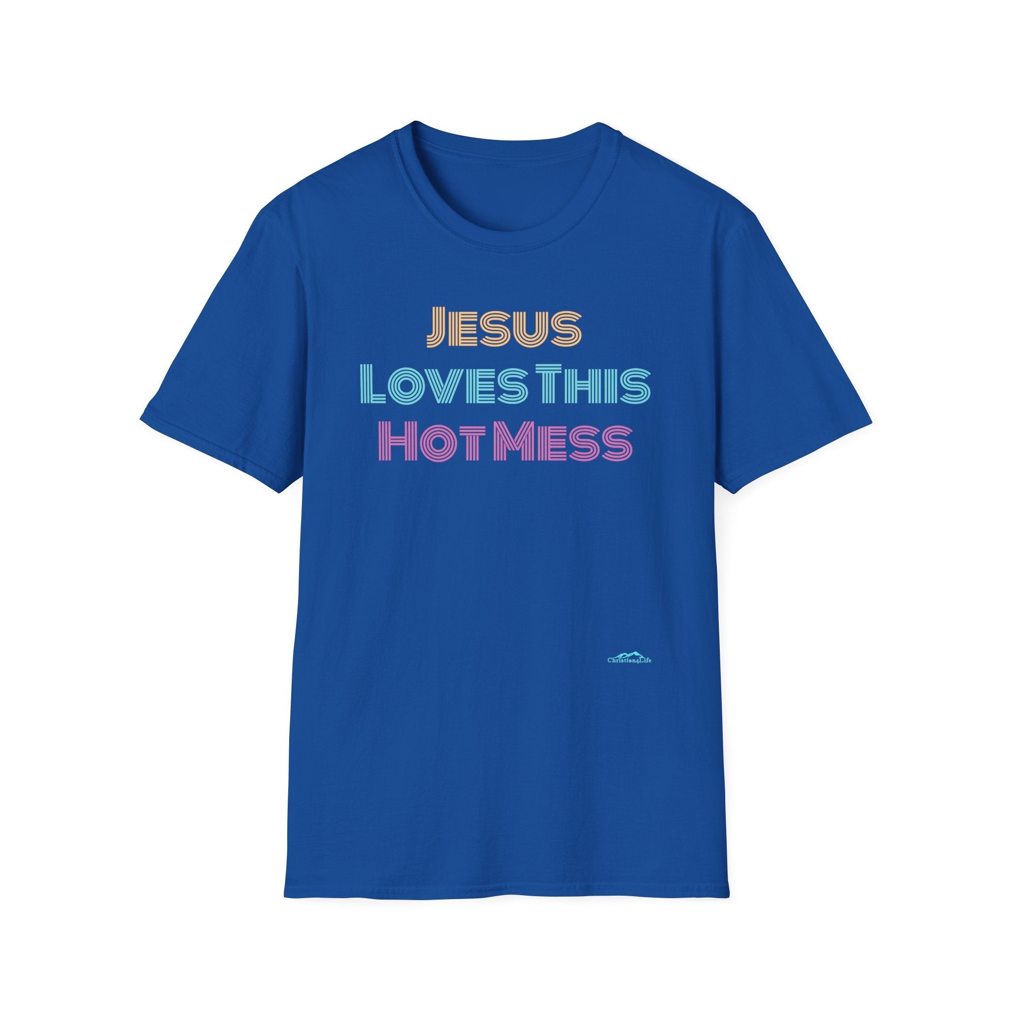Unisex "Jesus Loves this Hot Mess" Christian Cotton Softstyle T-Shirt