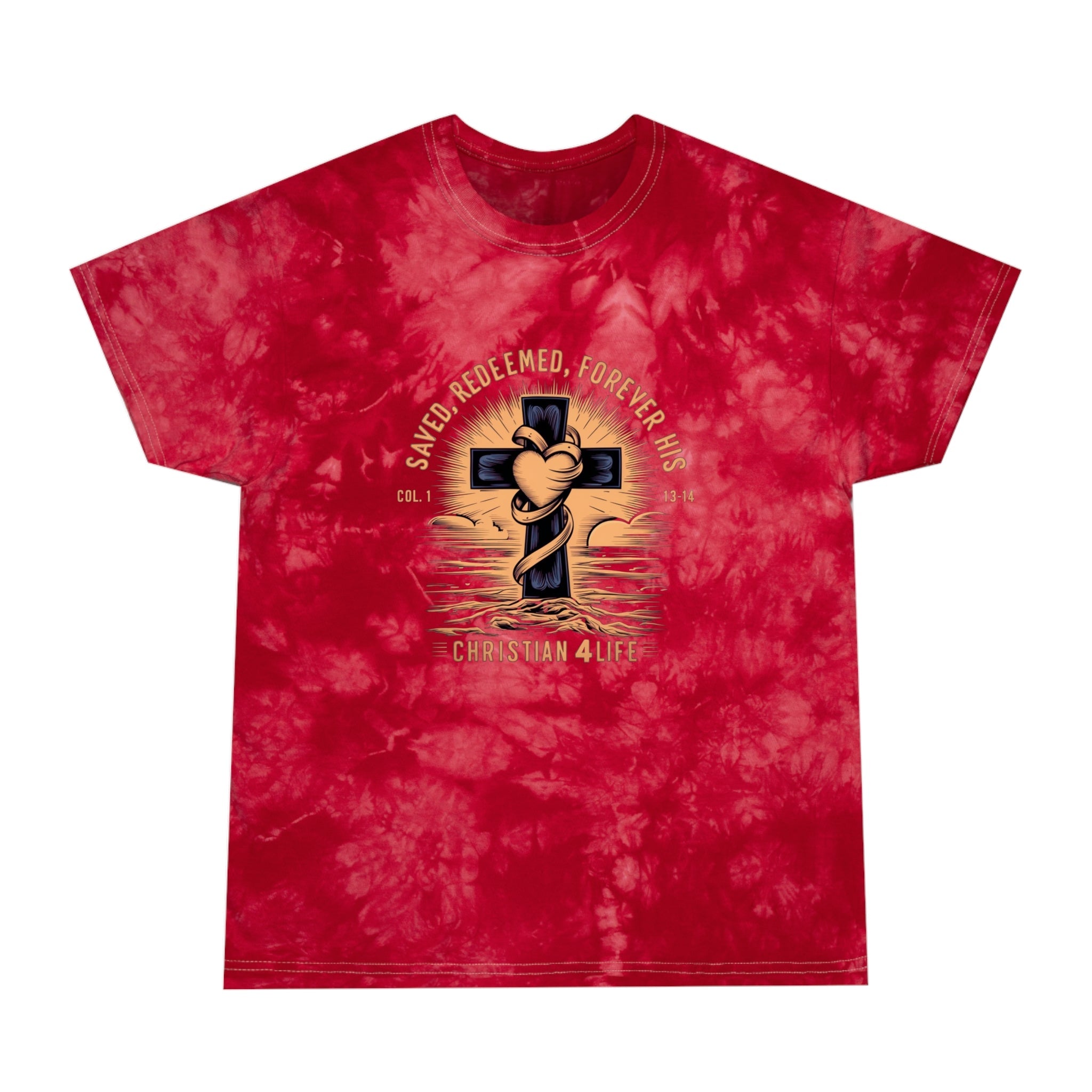 Unisex "Saved, Redeemed, Forever His" Christian Tie-Dye style T-shirt