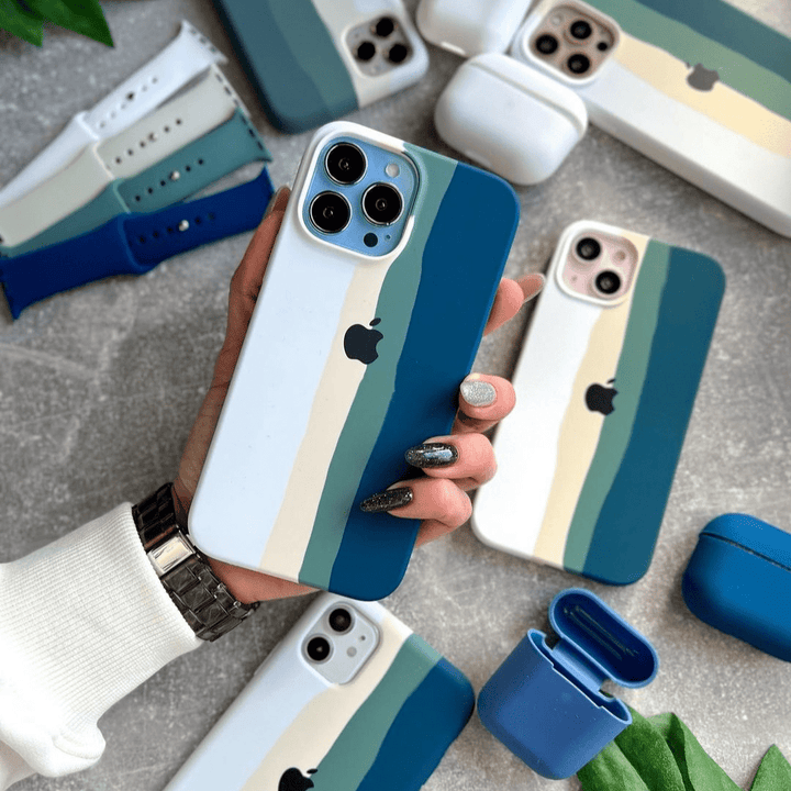 iPhone Silicone Case (Teal Rainbow)