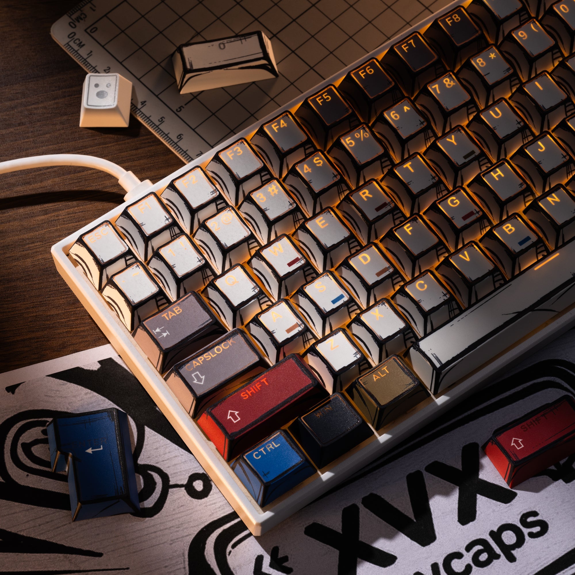 XVX PRISM Shine-Through Double-Shot Cherry Profile 142-Key PBT Keycap Set