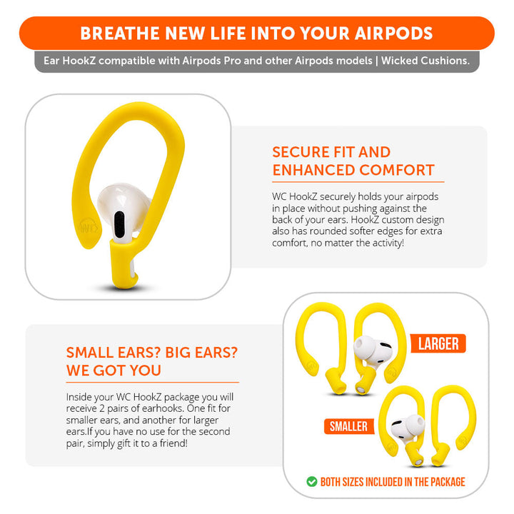 WC HookZ - Over Ear Hooks for Airpods Pro 1, 2 & Airpods 1, 2, 3