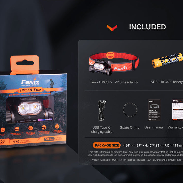 Fenix HM65R-T V2 Rechargeable Lightweight Trail Running Headlamp