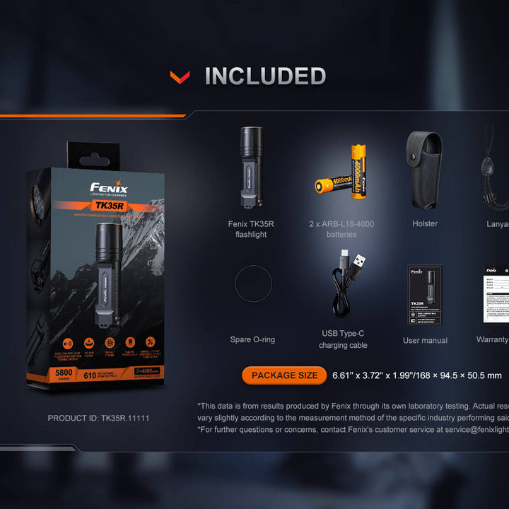 Fenix TK35R UV Light Rechargeable High-Performance Tactical Flashlight