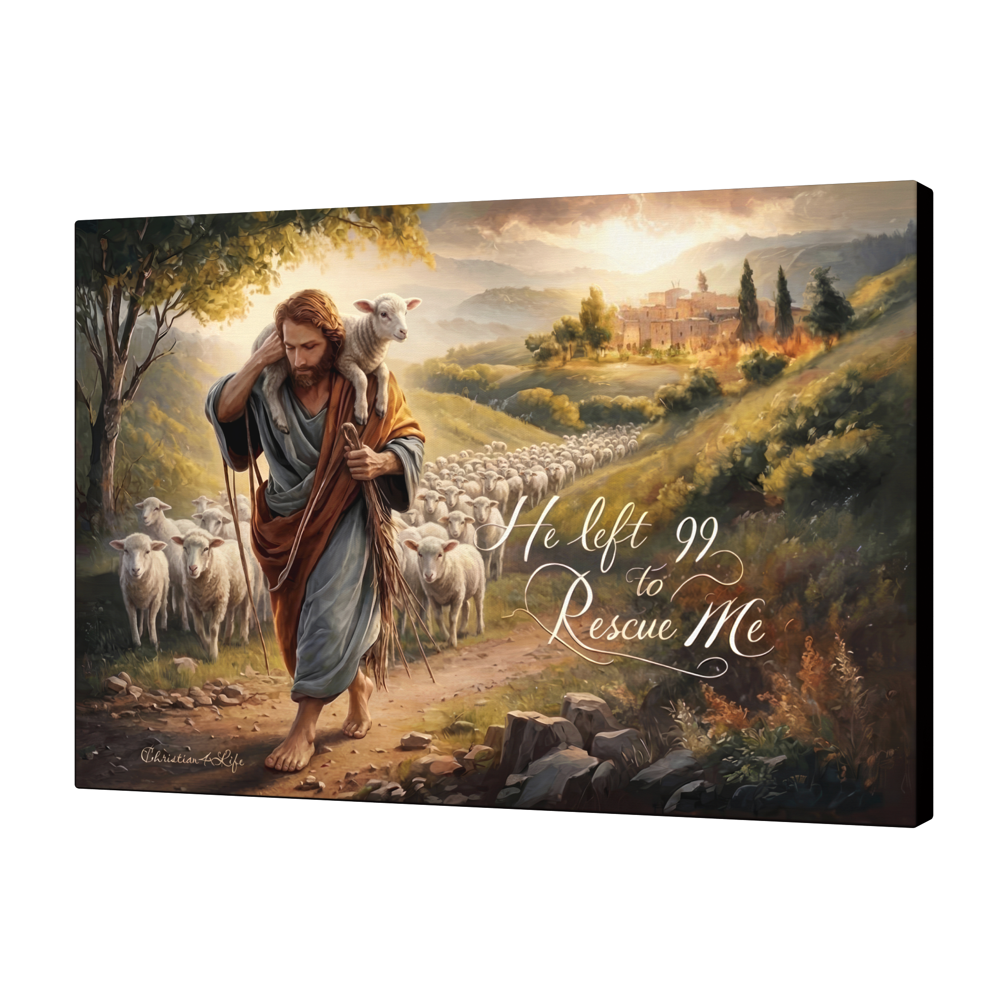 "He Left 99 To Rescue Me" Gallery Wrapped Christian Wall Art Canvas