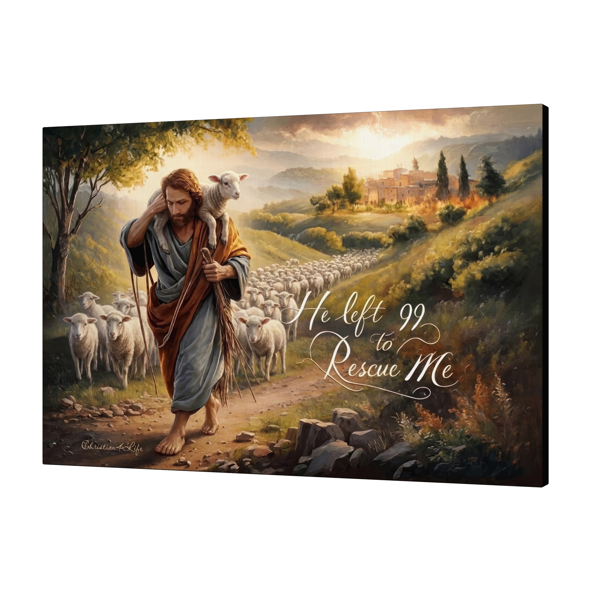 "He Left 99 To Rescue Me" Gallery Wrapped Christian Wall Art Canvas