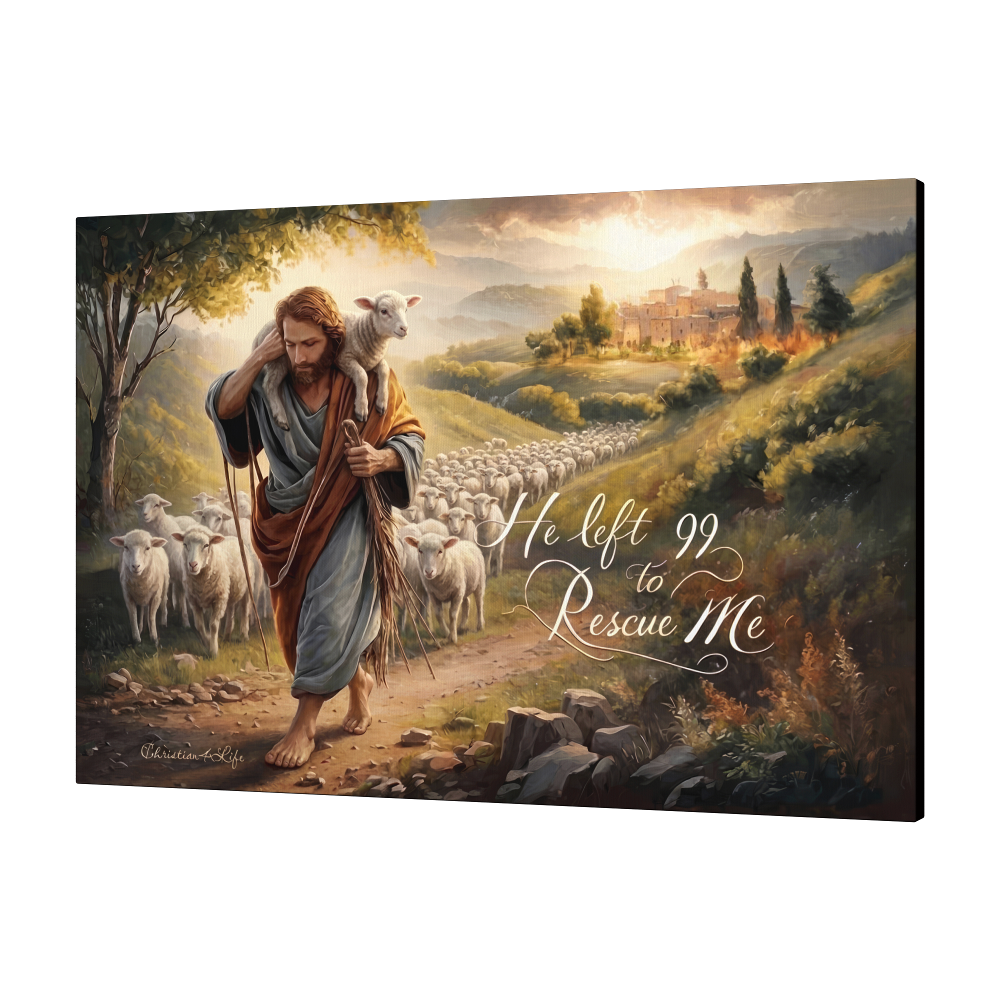 "He Left 99 To Rescue Me" Gallery Wrapped Christian Wall Art Canvas