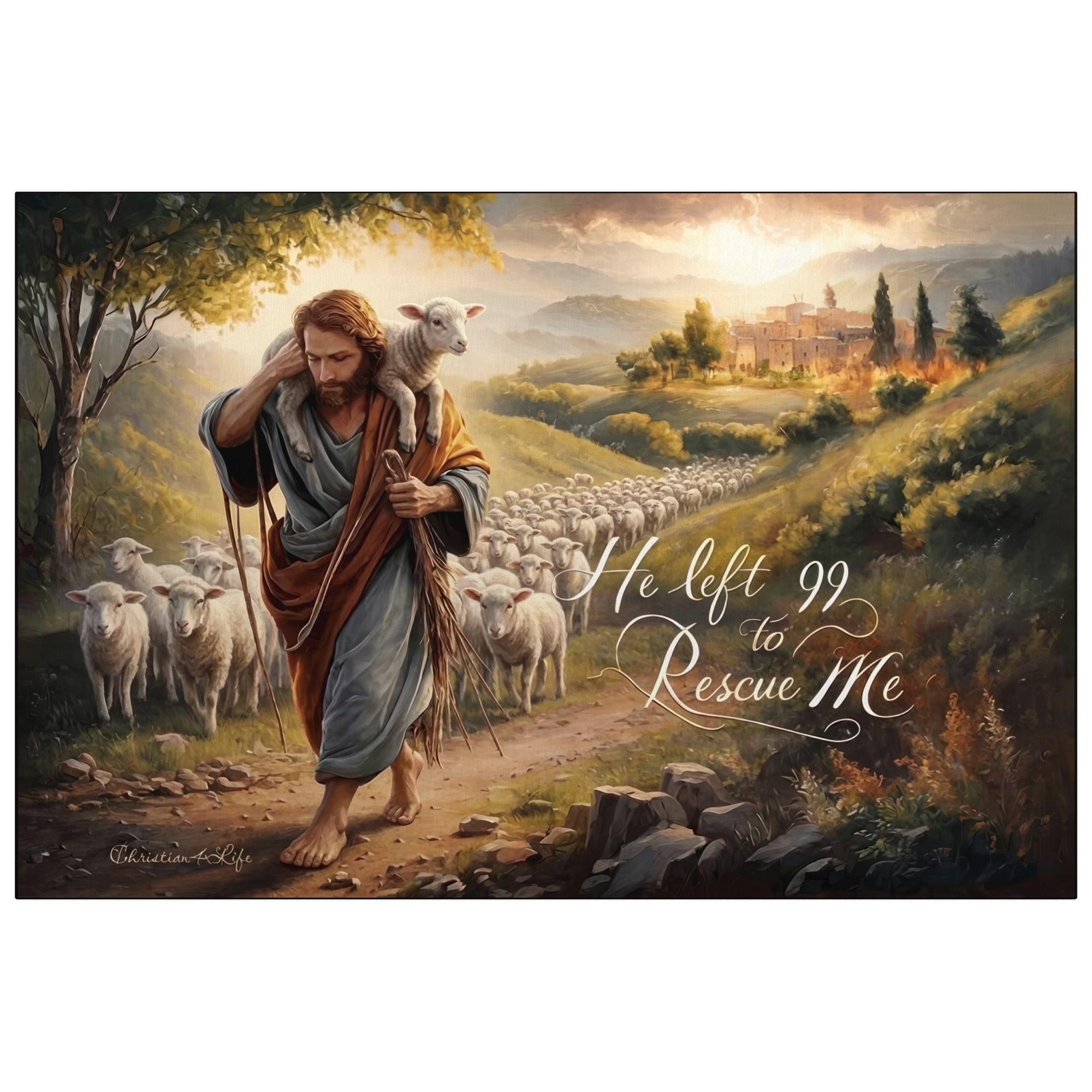 "He Left 99 To Rescue Me" Gallery Wrapped Christian Wall Art Canvas