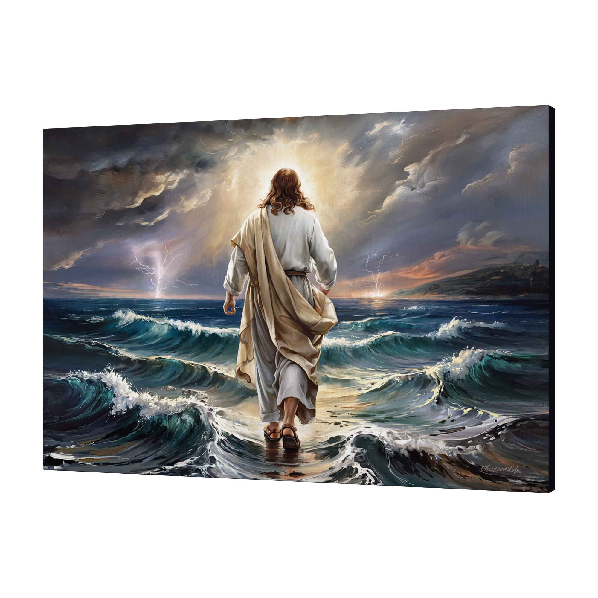 Jesus walking on water gallery-wrapped canvas, Christian Wall Art