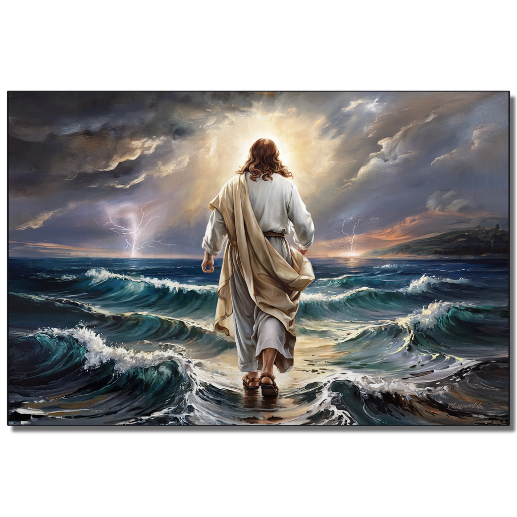 Jesus walking on water gallery-wrapped canvas, Christian Wall Art