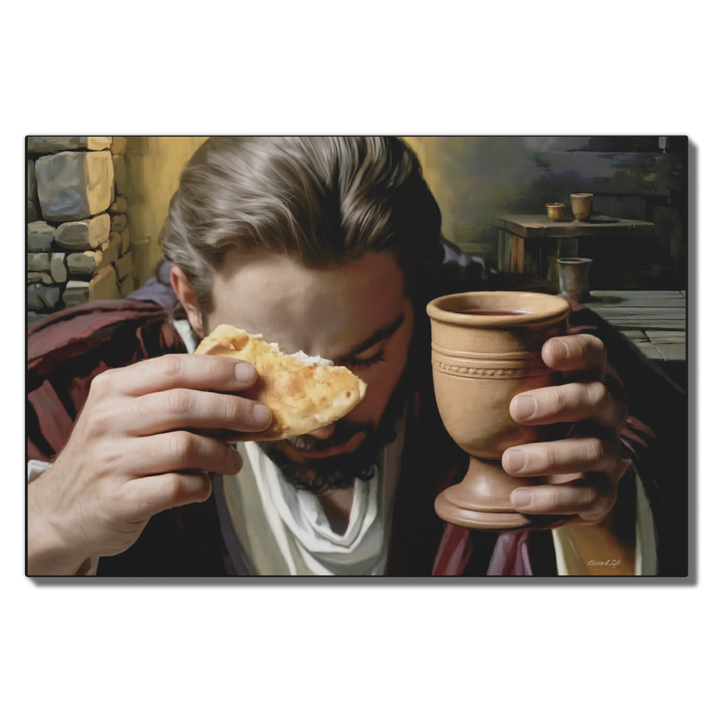 The Last Supper: Jesus Shares Bread and Wine - A Masterful Christian Canvas Print