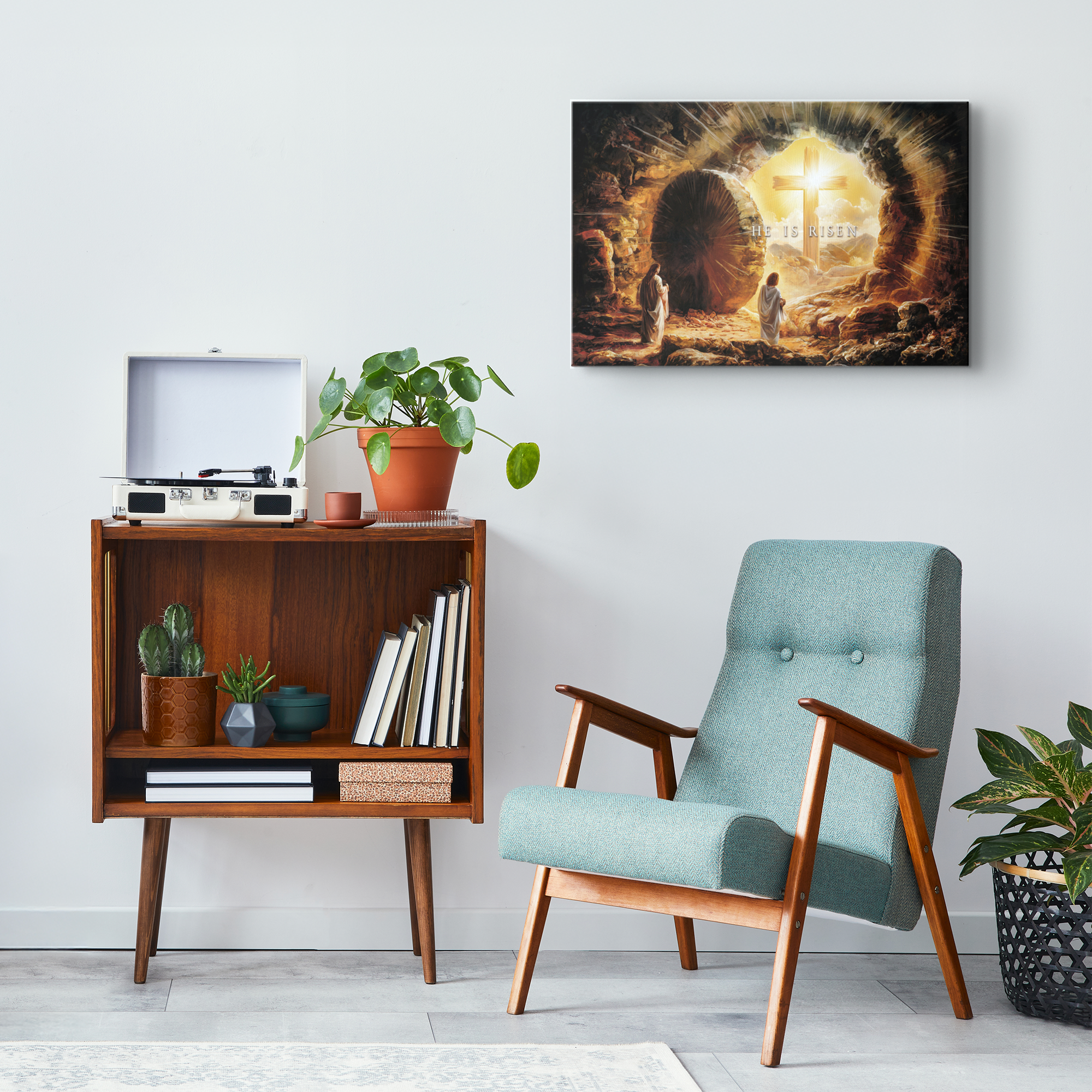 Open Tomb, He is Risen, Christian Gallery Wrapped Canvas, Easter Wall Art Print, Vision of Resurrection