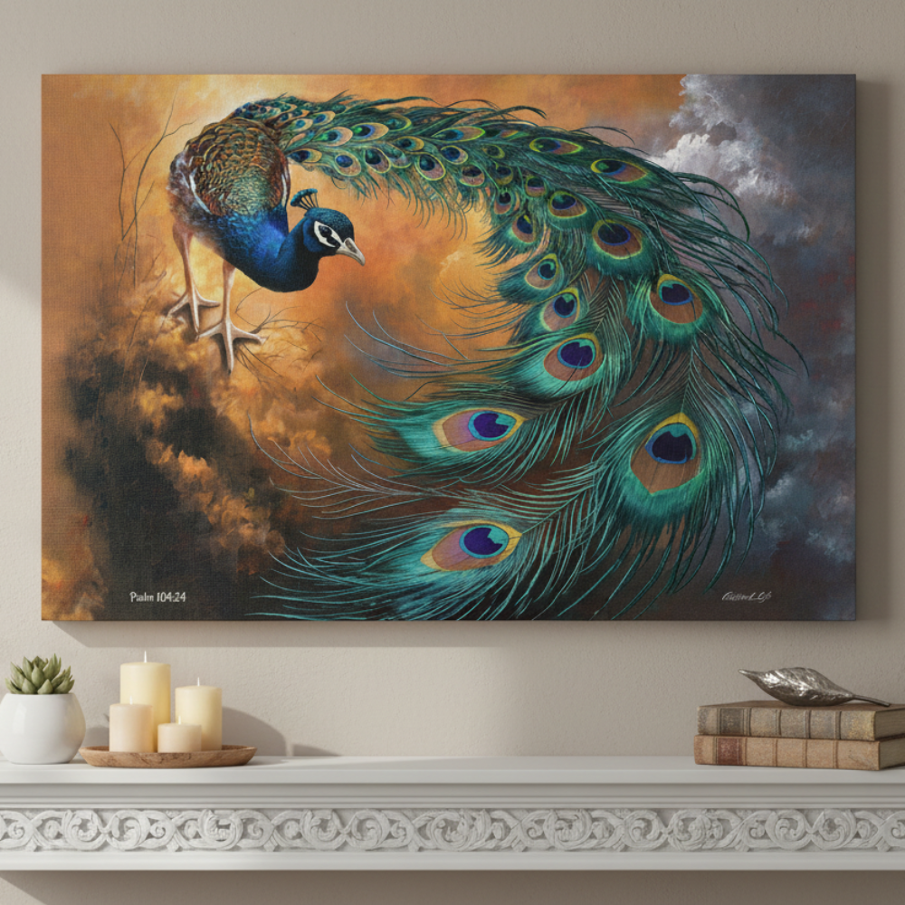 Peacock canvas art print - a vibrant and elegant statement Peacock art piece