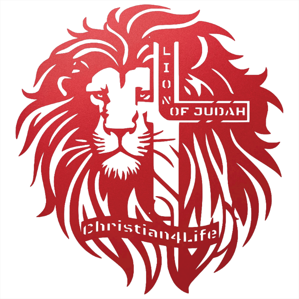 Lion of Judah, - Lion and Cross Christian die-cut metal sign, Christian Metal Sign, Christian Wall Art