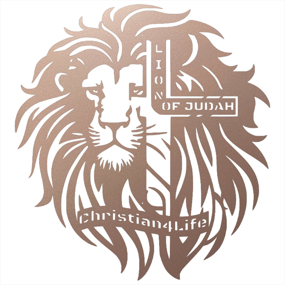 Lion of Judah, - Lion and Cross Christian die-cut metal sign, Christian Metal Sign, Christian Wall Art