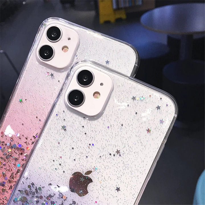Cute Gradient Sequins Clear Glitter iPhone Case