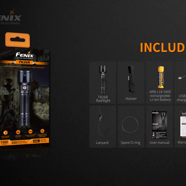 Fenix TK26R Tactical LED Flashlight - 1500 Lumens