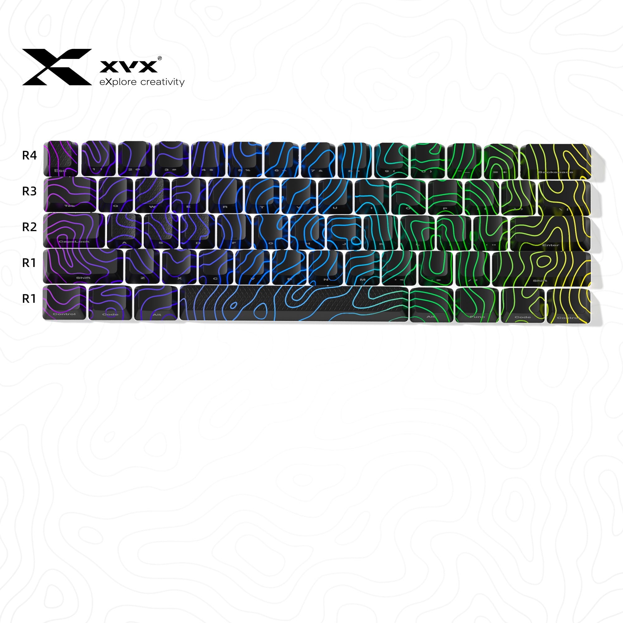 XVX IMD Topographic New Version Pattern Shine-Through OEM Profile Keycap Set