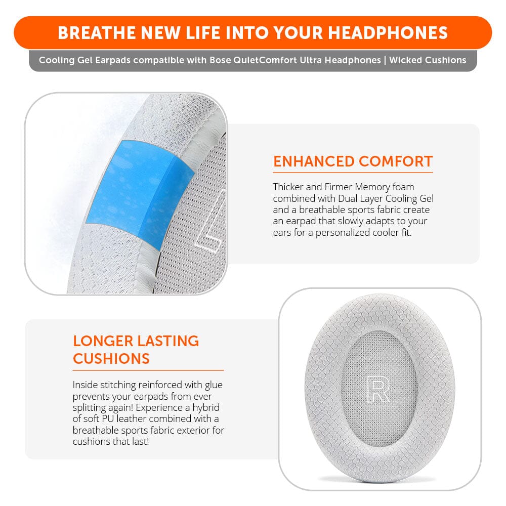 Bose QuietComfort Ultra Gen 1 & Gen 2 Cooling Gel Earpads - WC FreeZe QC Ultra