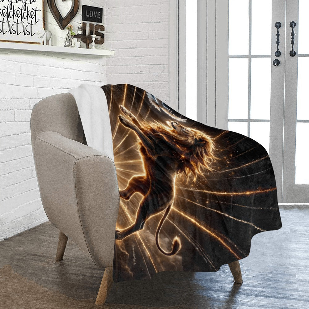 Lion of Judah and Holy Spirit with Golden Rays -Ultra Soft Micro Fleece Blanket (multiple sizes)