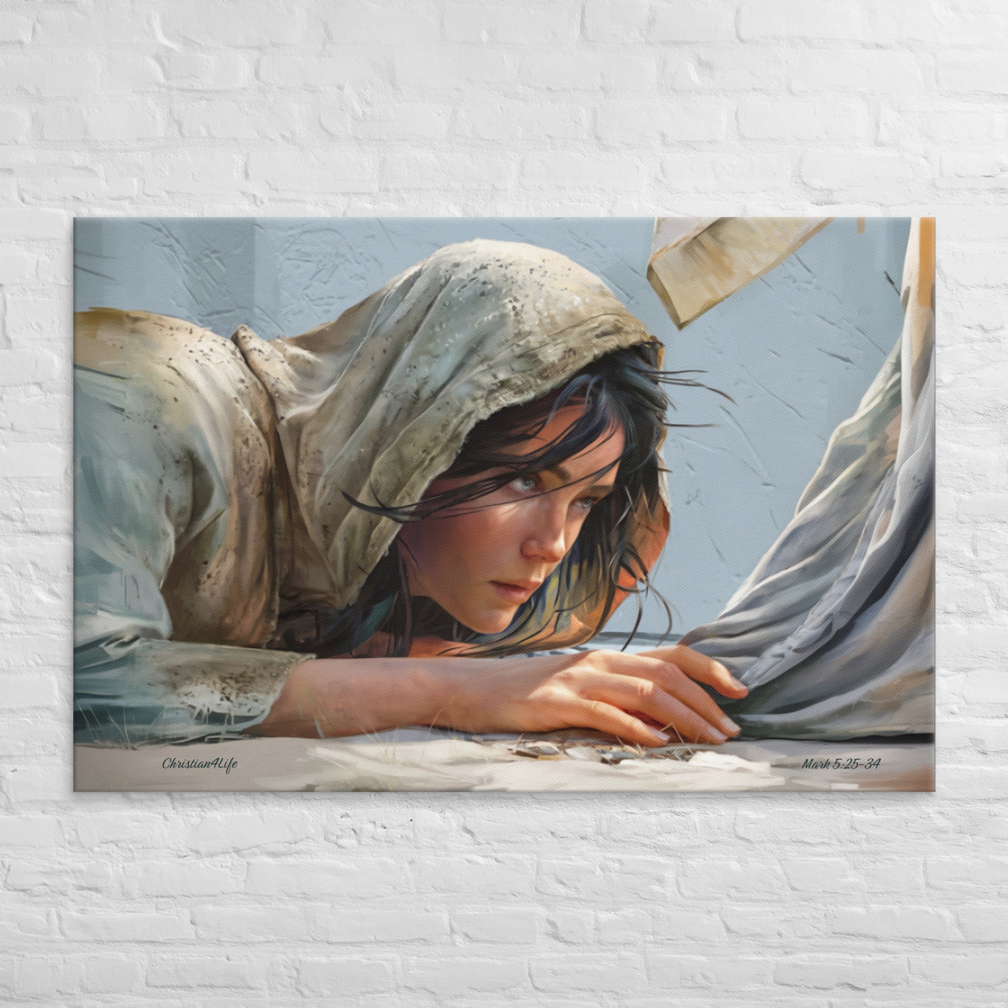 Woman Reaching to Touch the Hem of Jesus' Garment - Extra Large Christian Gallery Wrapped Canvas Art Print