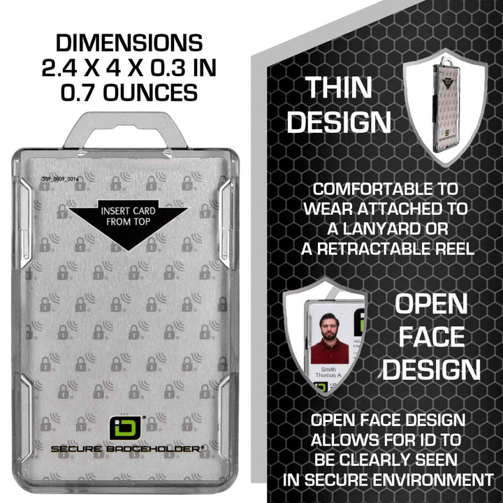 Secure Badge Holder Duolite ® Vertical 2 ID Card Holder, Retractable Reel, and Lanyard Bundle