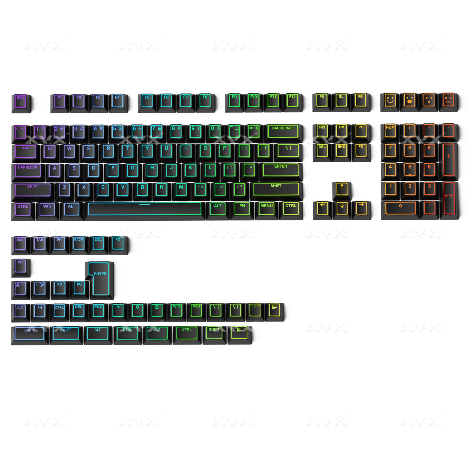 XVX PRISM Shine-Through Double-Shot Cherry Profile 142-Key PBT Keycap Set